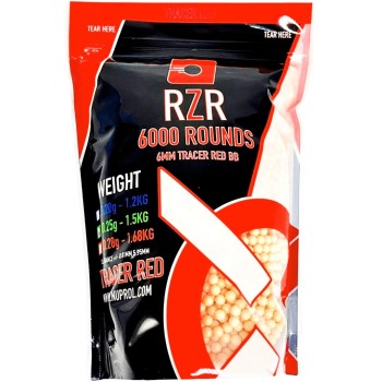 RZR Airsoft BBs Tracer (6000R Resealable Bag) 0.25g - Red